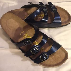 navy patent birkenstocks